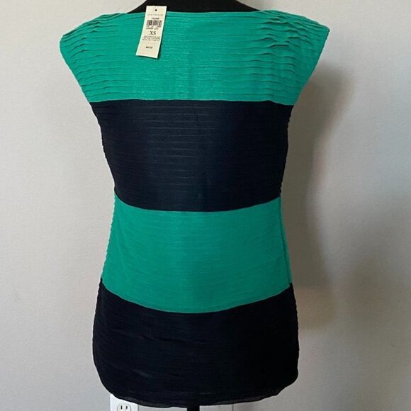 NWT ANN TAYLOR Pleated top with colorblock stripes size XS	| - Picture 3 of 9